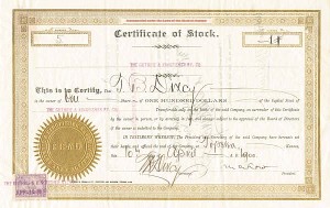 Guthrie and Kingfisher Ry. Co. - Stock Certificate